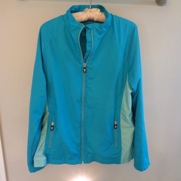 Lands End Windbreaker Jacket Lightweight Two Tone Full Front Zip - Picture 1 of 10